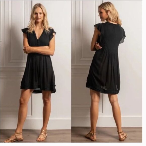 NEW Poupette St. Barth Sasha Mini Dress in Black Sz M - Picture 1 of 2